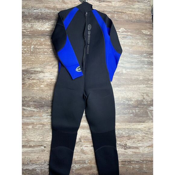 VTG DEEP SEE Full Body Wet Suit M/L 90% Neoprene 10% Nylon 3 MM Black Blue - Picture 9 of 16